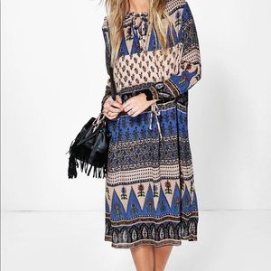 Paisley tassel midi dress